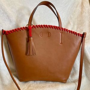 Steve Madden Large Brown Tote with Red Nylon Edging